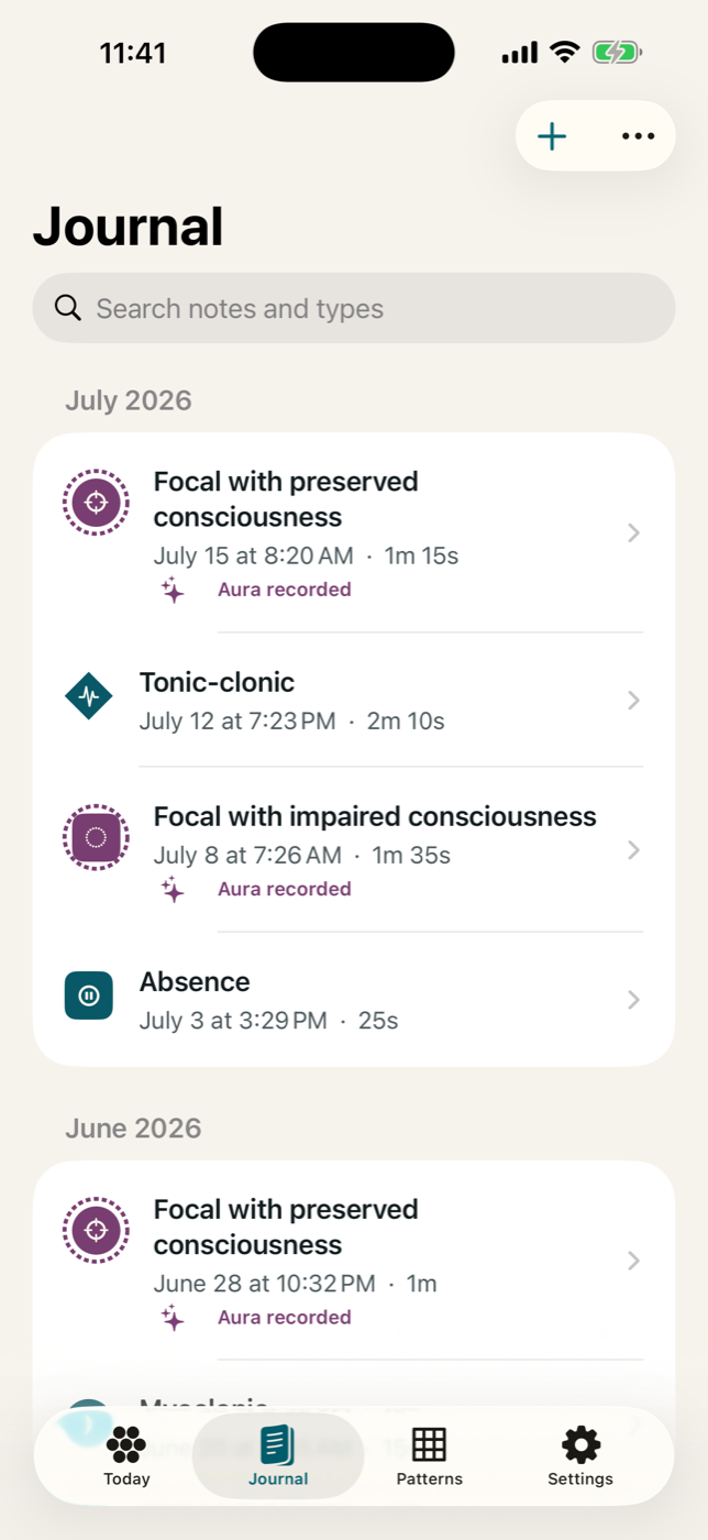 Episode history in EpiTrail on iPhone